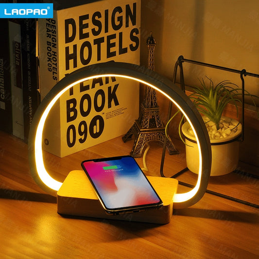LAOPAO Bedside Lamp 10W Wireless Charger LED Table Lamp with Touch Control night light Eye-Caringfor Kids Adults Reading Light